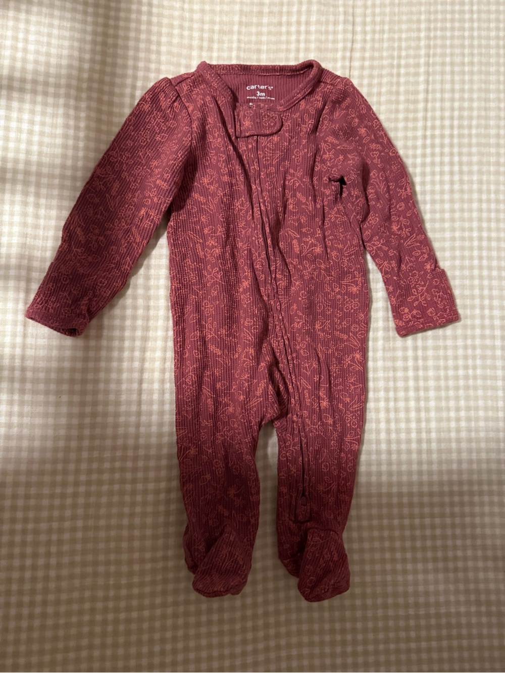 Carter's Maroon Floral Footed One-Piece